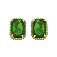 CRYSTAL RHINESTONE OCTAGON CUT HALO DROP EARRINGS