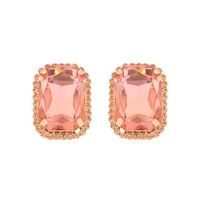 CRYSTAL RHINESTONE OCTAGON CUT HALO DROP EARRINGS