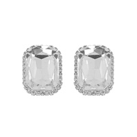CRYSTAL RHINESTONE OCTAGON CUT HALO DROP EARRINGS