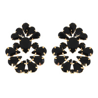 CRYSTAL RHINESTONE TEARDROP CLUSTER DROP EARRINGS