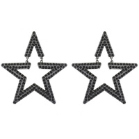 CRYSTAL RHINESTONE OPEN STAR HOOP EARRINGS