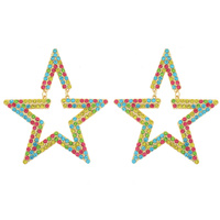 CRYSTAL RHINESTONE OPEN STAR HOOP EARRINGS