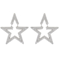 CRYSTAL RHINESTONE OPEN STAR HOOP EARRINGS