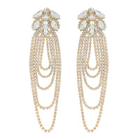 CRYSTAL RHINESTONE CHAIN LOOP TASSEL EARRINGS