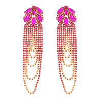 CRYSTAL RHINESTONE CHAIN LOOP TASSEL EARRINGS