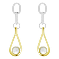 FASHION METAL WHITE GOLD PLATING DANGLE EARRINGS