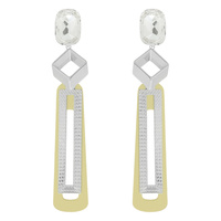 FASHION METAL WHITE GOLD PLATING DANGLE EARRINGS