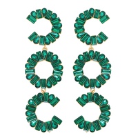 3-TIER CRYSTAL GEMSTONE CIRCULAR C-SHAPE EARRINGS