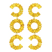 3-TIER CRYSTAL GEMSTONE CIRCULAR C-SHAPE EARRINGS