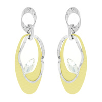 FASHION METAL WHITE GOLD PLATING DANGLE EARRINGS