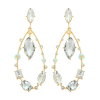 GEMSTONE CLUSTER OPEN TEARDROP STATION EARRINGS