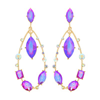 GEMSTONE CLUSTER OPEN TEARDROP STATION EARRINGS