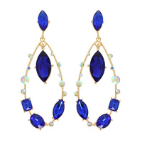 GEMSTONE CLUSTER OPEN TEARDROP STATION EARRINGS