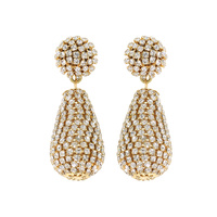 2-TIER TEARDROP RHINESTONE PAVE DROP EARRINGS