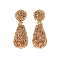 2-TIER TEARDROP RHINESTONE PAVE DROP EARRINGS