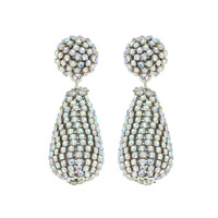 2-TIER TEARDROP RHINESTONE PAVE DROP EARRINGS