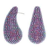 JEWELED CHUNKY TEARDROP DOME EARRINGS