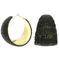 JEWELED CHUNKY HUGGIE HOOP EARRINGS