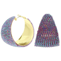 JEWELED CHUNKY HUGGIE HOOP EARRINGS