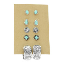 WESTERN THEME ASSORTED 5 PAIR EARRING SET