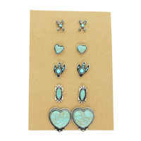 WESTERN THEME 5 PAIR EARRING SET