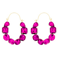 GEM STONE HOOP EARRINGS