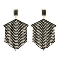 CRYSTAL RHINESTONE FRINGE DROP POST EARRINGS