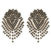 CRYSTAL RHINESTONE FRINGE DROP POST EARRINGS