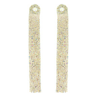 CRYSTAL RHINESTONE FRINGE DROP EARRINGS