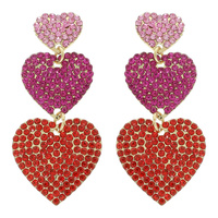 TRIPLE HEART RHINESTONE EARRINGS