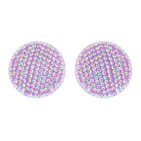 RHINESTONE ROUND CIRCLE ACRYLIC POST EARRINGS