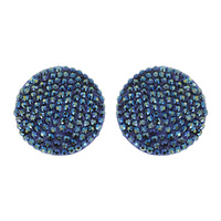 RHINESTONE ROUND CIRCLE ACRYLIC POST EARRINGS