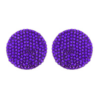 RHINESTONE ROUND CIRCLE ACRYLIC POST EARRINGS