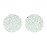 RHINESTONE ROUND CIRCLE ACRYLIC POST EARRINGS