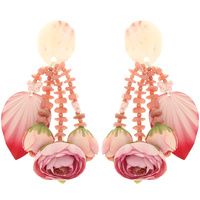 ACRYLIC BEAD FLOWER DROP EARRINGS