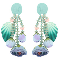 ACRYLIC BEAD FLOWER DROP EARRINGS