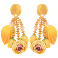 ACRYLIC BEAD FLOWER DROP EARRINGS