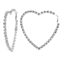 RHINESTONE HEART HOOP EARRINGS