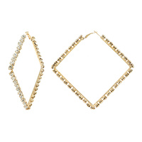 80MM CRYSTAL RHINESTONE SQUARE BIG LARGE HOOP EARRINGS