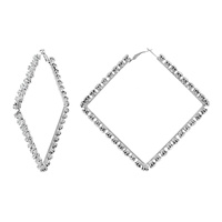 80MM CRYSTAL RHINESTONE SQUARE BIG LARGE HOOP EARRINGS