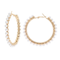 60MM PEARL STATION HOOP EARRINGS
