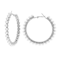 60MM PEARL STATION HOOP EARRINGS