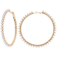 90MM PEARL STATION HOOP EARRINGS