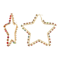 80MM CRYSTAL RHINESTONE  BIG LARGE STAR HOOP EARRINGS