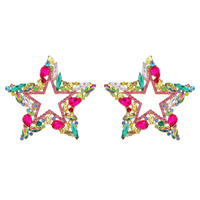 RHINESTONE CHANNEL-SET INLAY STAR EARRINGS