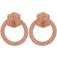 CIRCULAR DOOR KNOCKER RHINESTONE PAVE EARRINGS