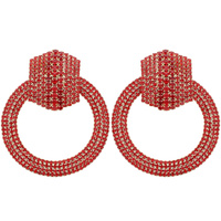 CIRCULAR DOOR KNOCKER RHINESTONE PAVE EARRINGS