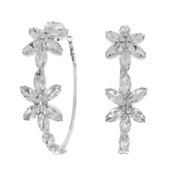 FASHION FLOWER GEMSTONE HOOP EARRINGS