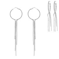 RHINESTONE FRINGE HOOP EARRINGS