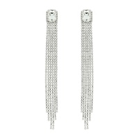 RHINESTONE FRINGE WITH BAGUETTE GEMSTONE DROP EARRINGS